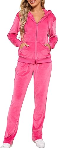 Velour Track Suits for Women Set Fall Sweatsuits 2 Piece