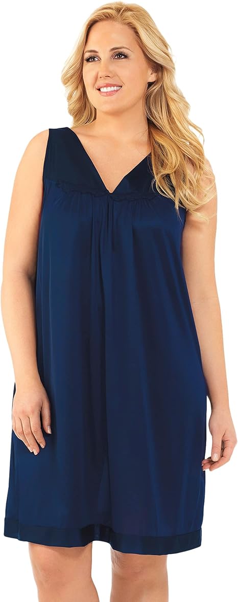 Exquisite Form Women's Plus Size Nylon Tricot Sleeveless Short Knee Length Nightgown